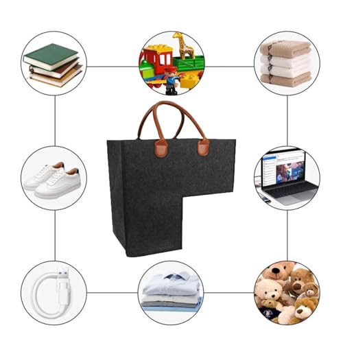 Yulokdwi L-förmiger Treppenkorb Aus Filz - Schwarz, Moderner Stufenorganizer