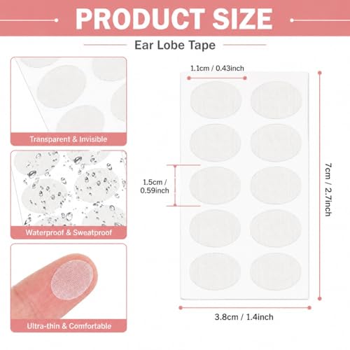 Image of TRICSTER Ear Lobe Tape /Invisible Ear Lobe Support Patch for Pierced Ears - Eliminates the Look of Torn or Stretched Piercings - Protects Healthy Ear Lobes from Tearing (100 Count (Pack of 1))