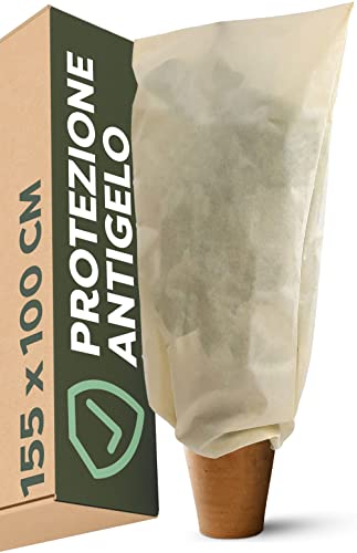 Praknu Protezione Invernale per Piante - 155 x 100 cm - Materiale Spesso - Con Sacchetto di Stoccaggio - Resistente agli Strappi - Lavabile
