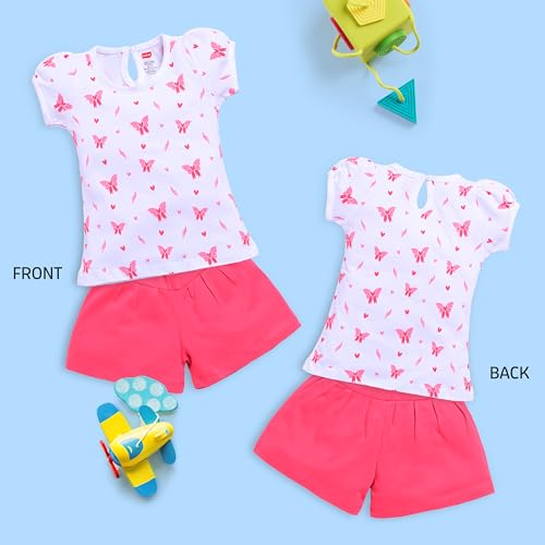 Image of LuvLap Baby Girls Regular Fit 100% Cotton Half Sleeves Girls Top CoSets Pack of 3