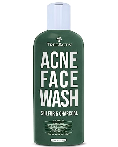 TreeActiv Acne Charcoal Face Wash 3.4 oz, Exfoliating...