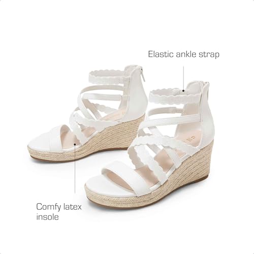 Image of DREAM PAIRS Girls Wedge Sandals Flatform Open Toe Platform Sandals Flower Wedding Party for Little Kid /Big Kid