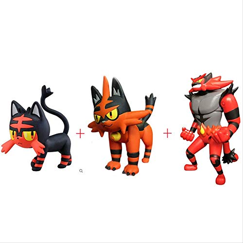 3 Unids Litten Torracat Incineroar Figura De Acción Juguetes Colecciones Cartoon Pokemones Anime Figura Juguetes Regalos para Niños