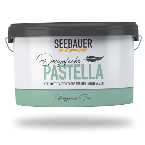 SEEBAUER diy Pastellfarbe PASTELLA Grün 2,5L (Peppermint Tea) Edelmatte Wandfarbe Grün - Innenfarbe sehr hohe Deckkraft - Matt, Abwaschbar und Tropffrei