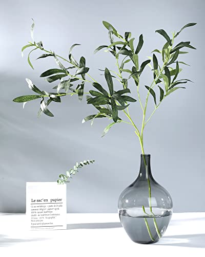 dnziqi Black Glass Vase , Big Belly Clear Glass Vase , Modern Decorative Vase Centerpiece for Wedding Dinner Table Party Living Room Office Bedroom, Housewarming Gift, Gray Small (Vase-2534) - Image 4