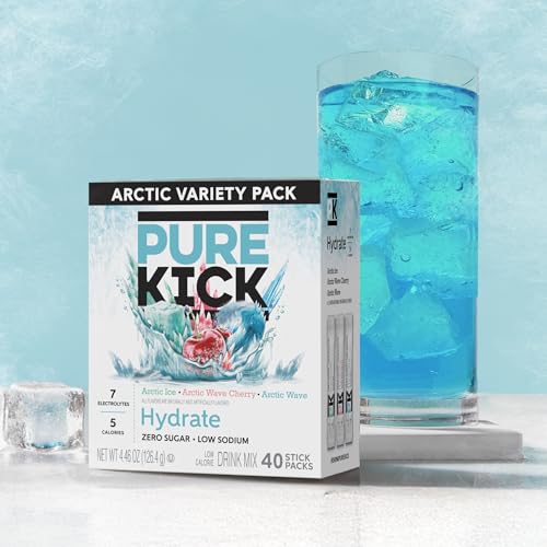 Pure Kick Arctic Hydration Variety Pack Singles to Go Powdered Drink Mix, Arctic Wave, Arctic Wave Cherry, Arctic Ice, 40 Count Packets - image 2