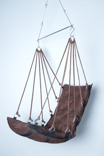 Image of JULJULIA Swing for Balcony Comfortable Cotton Swing Relaxing Jhula for Adults for Home Indoor Outdoor Hanging Seat for Apartment Patio Terrace Garden- 200 kg Weight Capacity - HVY Design Dark Coffee
