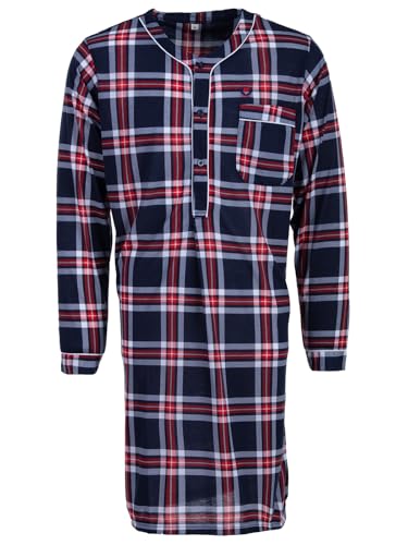 Camisón de manga larga para hombre en tartán de mezcla de algodón 1