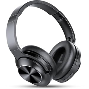Active Noise Cancelling Headphones, Over Ear Bluetooth Headphones Wireless Bluetooth 5.3 with Mic, 65Hrs Playback, Deep Bass, Memory Foam Ear Cups, 3.5MM Cable, for Travel, Home Office(Black)