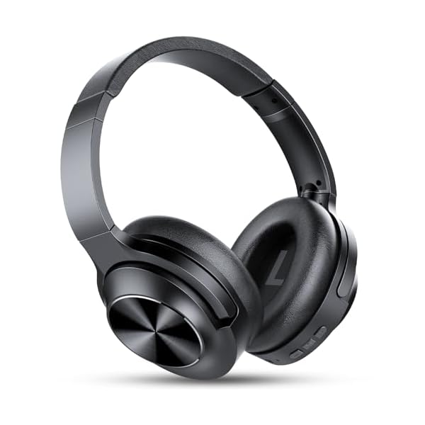 Active Noise Cancelling Headphones, Over Ear Bluetooth Headphones Wireless Bluetooth 5.3 with Mic, 65Hrs Playback, Deep Bass, Memory Foam Ear Cups, 3.5MM Cable, for Travel, Home Office(Black)
