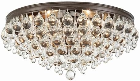 Crystorama Calypso 6 Light Crystal Teardrop Vibrant Bronze Flush Mount