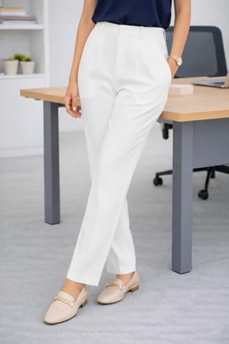 Image of Women's Formal Trousers | Stretch & Regular Fabric Options | Straight Fit Office Wear Pants with Pockets | Casual Trouser for Womens