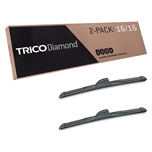 Image of TRICO Diamond 16 inch + 16 inch Super Premium Automotive Replacement Windshield Wiper Blades (Set of 2), Passenger and Driver Side All-Weather Beam Wiper Blades for Select Vehicle Models (Item #25-1616)
