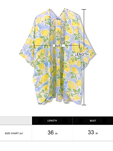 Moss Rose Women's Beach Kimono Coverup Sheer Chiffon Cover Ups, Casual Loose Open Front Cardigan Tops