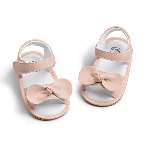 Image of Meckior Baby Toddler Infant Girls PU Leather Soft Open Toe Summer Sandals Flower Princess Flat Shoes