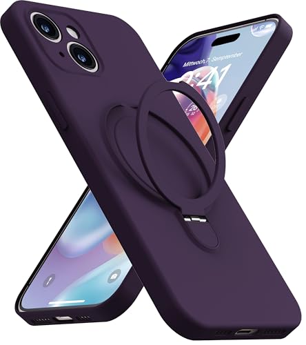 Support magnétique iPhone 13 béquille silicone liquide MagSafe violet
