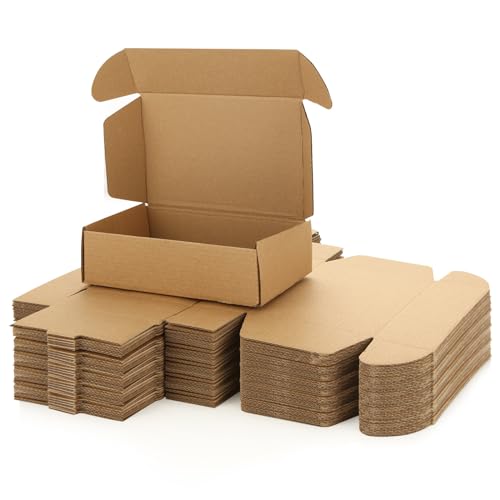 CYEER 50 Pack 18x11x5cm Shipping Boxes Small Brown Corrugated Cardboard Box for Posting, Packaging Mailing Boxes for Posting, Storing or Gift