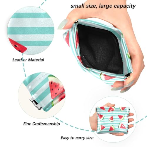 Watercolor Watermelon Slices Coin Purse Leather Pouch Change Purse, Squeeze Coin Pouch for Cards, Keys & Lipsticks, Unisex2