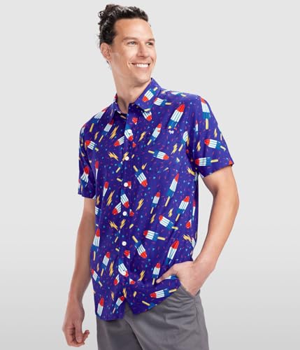Tipsy Elves Blue Grand Finale Popsicle USA Button Down Shirt for Men Size Medium — view 2
