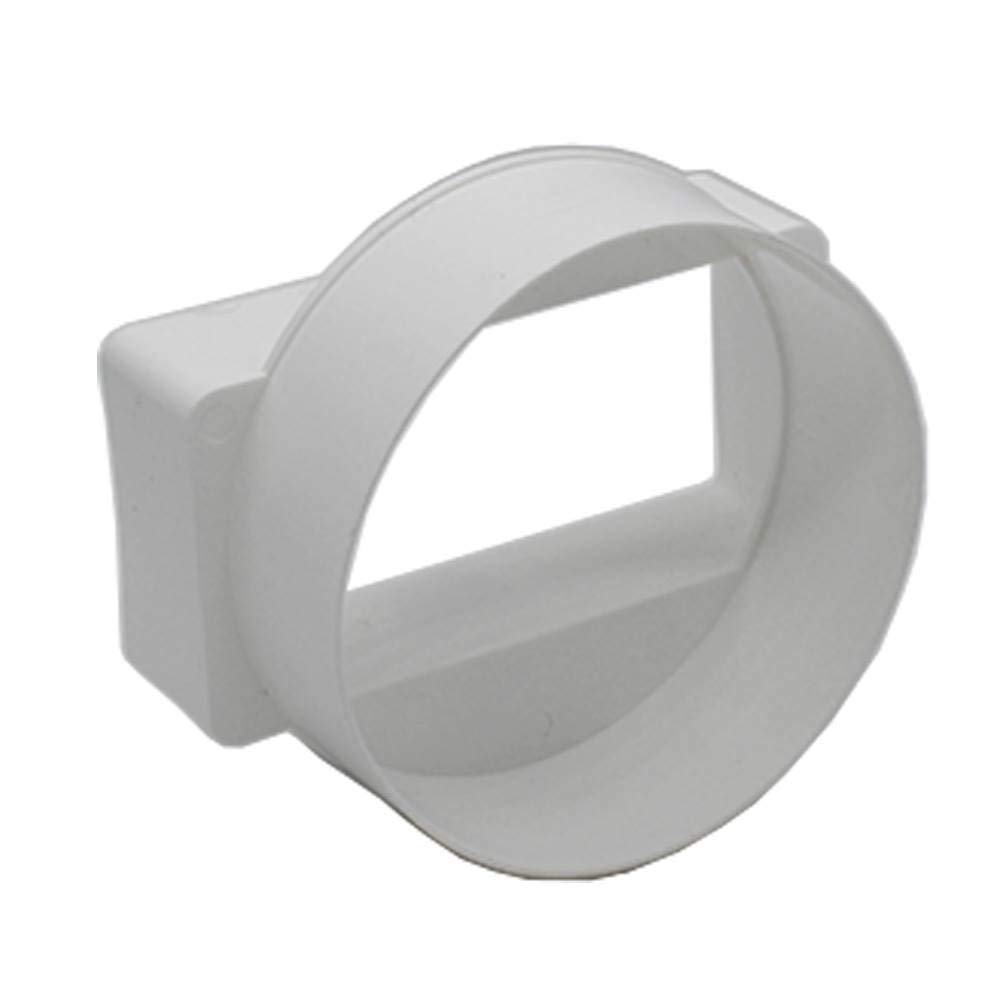 Kair Women's White Ducting Adaptor 110Mm X 54Mm To 100Mm - 4 Inch Rectangular To Round Straight Channel Connector For Converting To Different Size Duct Systems