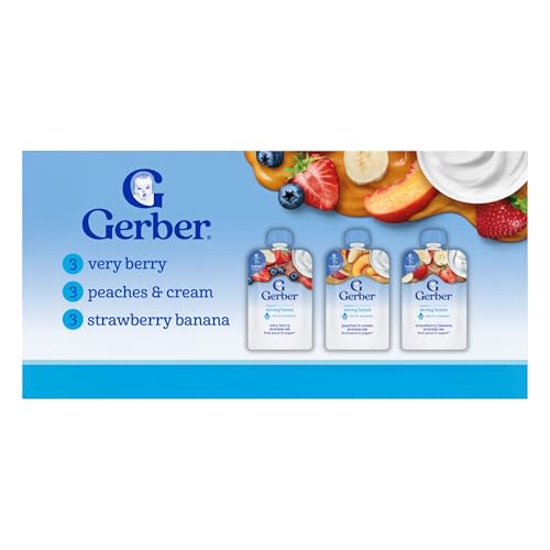 Gerber Toddler Food, Very Berry, Peaches & Cream, Strawberry Bana...