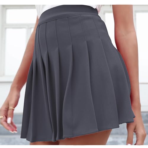 Image of Girstunm Women's Pleated Skirt Mini Skater Basic Skirts High Waist School Girls Uniform Short Cheerleader Skirt
