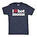 Funny T Shirts for Men – I Love Hot Moms Graphic Tee for Guys – Sarcastic Novelty T Shirt Adult Humor Gag Gift for Boyfriend Husband Dads Navy - XL