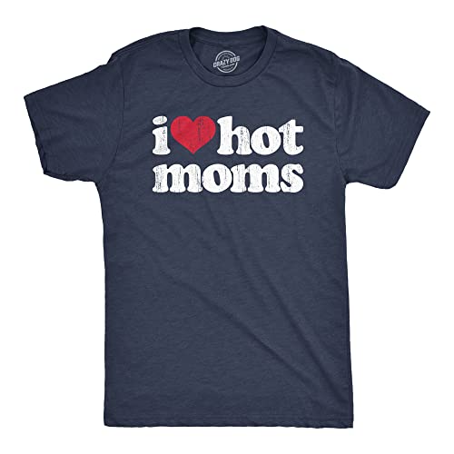 T-shirt I Heart Hot Moms haut rigolo col rond pour mode urbaine stretch