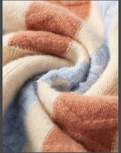 Men's Pullover Sweaters Long Sleeve O-Neck Thickened Textured Color Collision Knitted Sweater 7