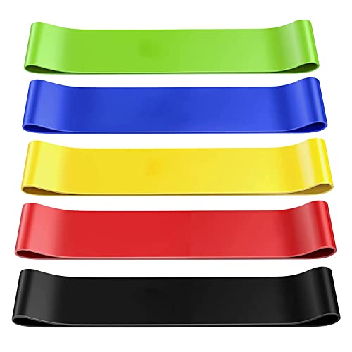 Bandes Élastiques Fitness, [Lot de 5] Bande de Résistance Élastique 5 Niveaux de Force, Guide d’Exercices, pour Musculation, Yoga, Pilates, Crossfit Cover