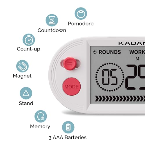 KADAMS Workout Interval Timer – HIIT, Tabata & EMOM Training with Visual Countdown Ring, Magnetic for Gym Home Workouts & Fitness - Image 2