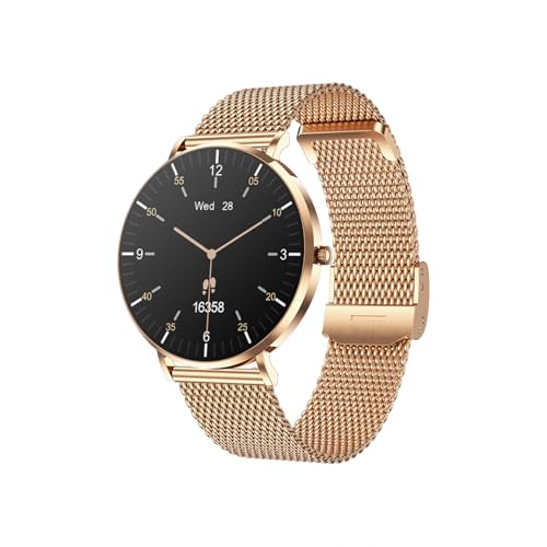 Luna Pro Smartwatch Damen Luna Smartwatch Damen Ultraflaches Design Lange Akkulaufzeit Elegant Und Praktisch Freisprechen Kompatibel Mit Android- Und Apple-Systemen (Gold)
