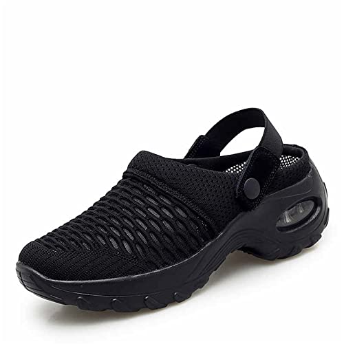 Nihaoya Womens Slip On Sneakers Mules Clogs Walking Shoes Casual Fashion Breathable Home Slippers Black Size 8.5 #TOP8
