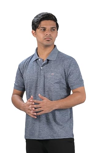 Image of Mens Half Sleeve Collared Casual Blend Polo T-Shirt with Front Pocket
