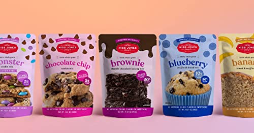 Miss Jones Baking Banana Bread & Muffin Mix - Whole Grains, 50% Lower Sugar, Real Banana, Vegan Banana Bread, Naturally Sweetened Desserts & Treats, 10.57 Ounce (Pack of 1)