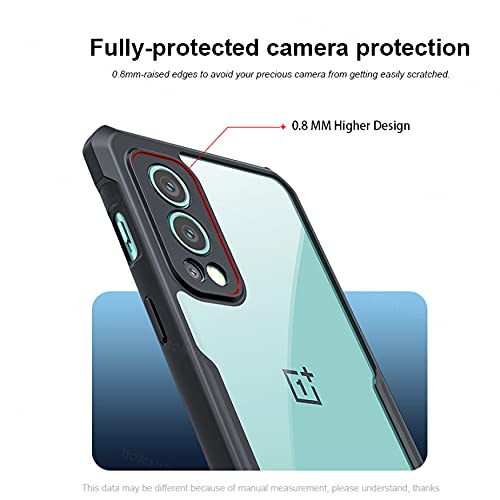 Image of SPAZY CASE Oneplus Nord 2 5G Back Cover | Transparent Crystal Clear Hard PC Back Case with TPU Bumper, Military-Grade Drop Protection Case Cover for Oneplus Nord 2 / Oneplus nord ce -Black
