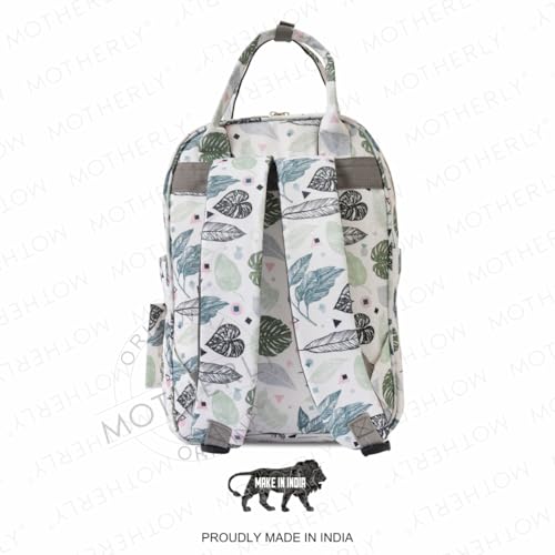 Image of Motherly Printed Diaper Bag for Mothers for Travel, Maternity Bag for Newborn Baby, Mothers Travelling Bag, Multiple Pocket Water Resistant Baby Bag, Hospital Bag for moms(Green Leaf)