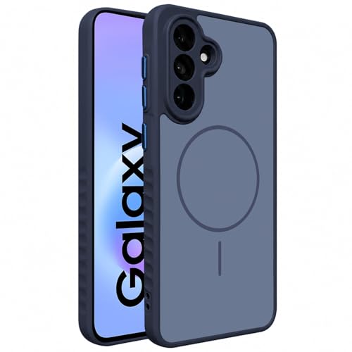 Image of VONZEE Matte Magnetic Case Compatible for Samsung Galaxy A57 Wireless Charging Shockproof Anti-Scratch TPU PC Slim Fit Full Protection Phone Cover for Samsung Galaxy A57-NAVY