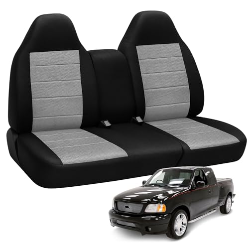 Kistrba Truck Seat Cover Compatible with 1997-2000 Ford F-150 Seat Covers Front 40-60 Split Bench with Opening Center Console, Not with Airbags Next to The Headrest, Black and Gray
