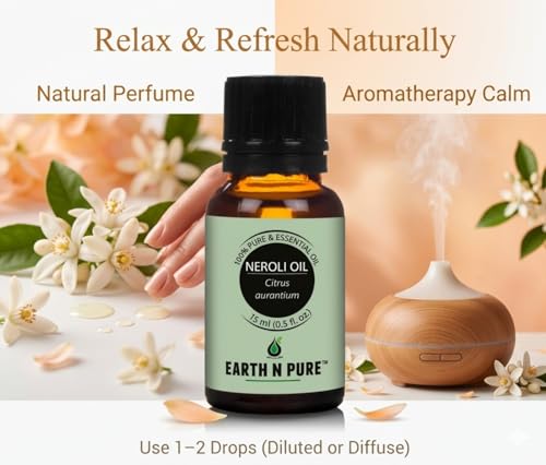 Image of Earth N Pure Neroli Essential Oil 100% Pure & Natural for Skin Care & Aromatherapy - Neroli Oil for Face, Perfume, Diffuser, Massage, Candle & Soap Making - Premium Floral Fragrance Oil- 250ml