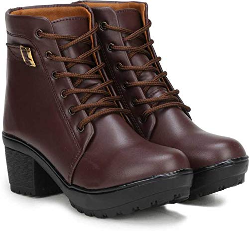 Bottom Shine Ankle Length (Lace-Up) Buckle Boots for Women and Girls