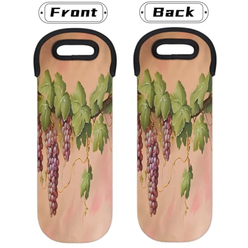 Grapes Farmhouse Wine Carrier Tote Bag Vintage Grapes Neoprene Wine/Water Bottle Tote for Picnic Party Restaurant4