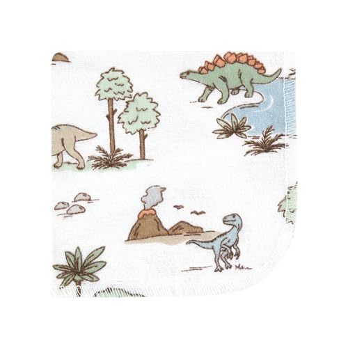 Image of Hudson Baby Unisex Baby Flannel Cotton Poly Washcloths, Dinosaur Adventures 12Pk, One Size