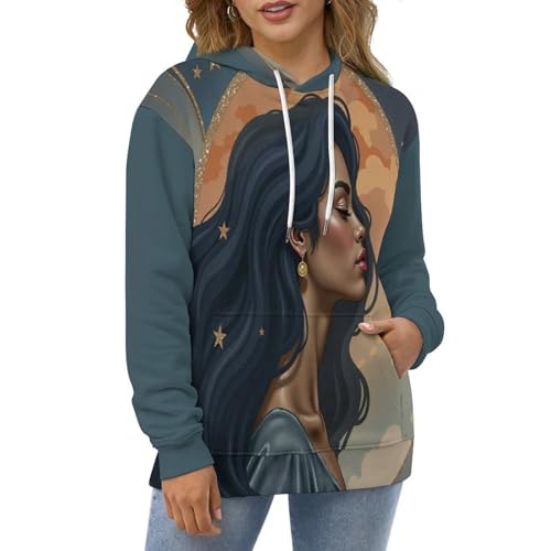 Sweat à Capuche 3D Imprimé Aquarelle Rêveuse Lune Pull Unisexe Tendance à Poches - 3