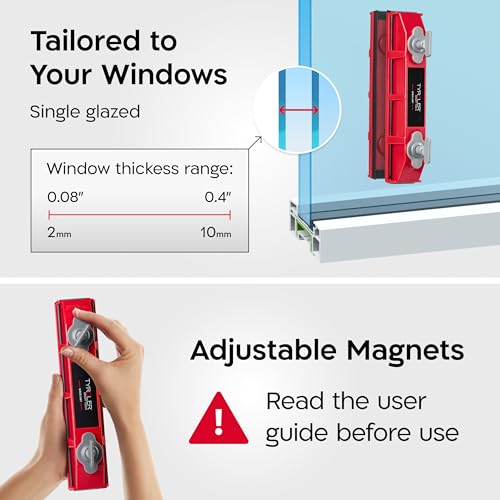 Image of Tyroler Outside Magnetic Window Cleaner Tool | The Glider S-1 AFC Double-Sided Window Cleaner Tool Fits Windows 0.1 inch-0.4 inch Thick | Magnet Window Cleaner | Magnetic Glass Cleaner | Limpiador magnetico