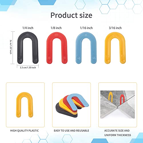 Image of 300PCS Plastic Shims, Horseshoe Shims, U Shaped Tile Spacers | Plastic Shims for Leveling, Red 1 /8 inch