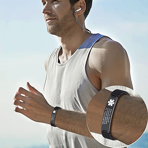 Lanm Free Engraving Medical Alert Id Bracelets For Mens Womens 7.08 Inch Emergency Alert Id Bracelets Bracelets Stainless Steel Medical Alert Bracelets Gift For Men #TOP2