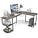 Teraves L-förmiger Schreibtisch mit Regalen für Home Office，Reversibel Eckschreibtisch PC Gaming Tisch Bürotisch Officetisch Arbeitsplätze(Schwarze Eiche)
