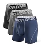 DAVID ARCHY Mens Underwear Mesh Quick Dry Boxer Briefs Active Performance Sports Ultra Soft Breathable Support Pouch Underwear with Fly in 3 Pack (M, Black/Dark Gray/Navy Blue - Mesh with Fly)