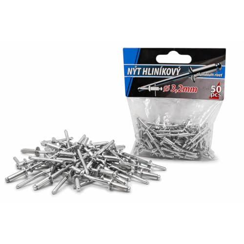 Image of Aluminium Pop Rivets 3.2mm x 14mm Dome Head Blind Rivets | Steel Mandrel | Open End | 50 PCS | Silver Rivets for Metal Fixing & DIY